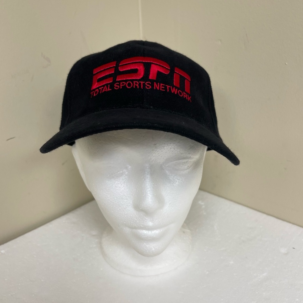 Vintage ESPN Total Sports Network Black Embroidered Strapback Dad Hat